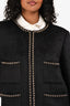 Pre-Loved Chanel™ Fall/Winter 2019 Black Llama Wool Chain Trimmed Jacket Size 40