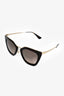 Prada Brown Tortoiseshell Cat Eye Sunglasses with Gold Detail