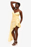 Bardot Canary Yellow Satin Asymmetrical Dress Size 10