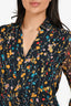 Equipment Black Floral Long Sleeve Wrap Dress Size 6