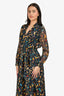 Equipment Black Floral Long Sleeve Wrap Dress Size 6