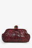 Dolce & Gabbana Burgundy Python Crystal Closure Clutch with Chain