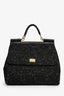 Dolce & Gabbana Black Lace Large Miss Sicily Top Handle Bag with Strap