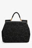 Dolce & Gabbana Black Lace Large Miss Sicily Top Handle Bag with Strap