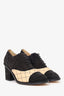Pre-loved Chanel™ Black/Beige Suede/Leather CC Booties Size 36.5