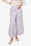 Pre-Loved Chanel™ 20C Light Blue CC Buttons Wide Leg Pants Size 38