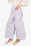 Pre-Loved Chanel™ 20C Light Blue CC Buttons Wide Leg Pants Size 38