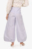 Pre-Loved Chanel™ 20C Light Blue CC Buttons Wide Leg Pants Size 38