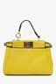 Fendi Yellow Leather Micro Peekaboo Top Handle Bag with Strap