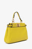 Fendi Yellow Leather Micro Peekaboo Top Handle Bag with Strap