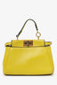 Fendi Yellow Leather Micro Peekaboo Top Handle Bag with Strap