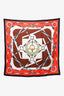 Hermès Noir/Rouge /Brun Silk 'Figure Artistique' Scarf 90CM