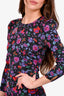 Veronica Beard Black/Purple Floral Long Sleeve Rouched Maxi Dress Size 2