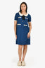 Gucci Blue Cotton Knit Peter Pan Collared Dress Size 36