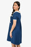 Gucci Blue Cotton Knit Peter Pan Collared Dress Size 36