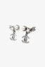 Pre-loved Chanel™ Silver Tone Crystal Pearl CC Leaf Earrings
