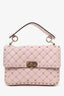 Valentino Pink Leather Rockstud Spike Medium Top Handle Bag