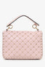 Valentino Pink Leather Rockstud Spike Medium Top Handle Bag