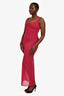 House of CB Magenta Bodysuit Mesh Sheer Maxi Dress Size L