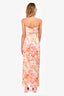 House of CB Cream/Orange Floral Maxi Dress Size M