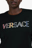 Versace Black Cotton Green Embroidered Logo T-Shirt Size XXL Mens