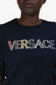 Versace Navy Cotton Green Embroidered Logo T-Shirt Size XL Mens