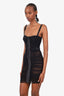 Dolce & Gabbana Black Rushed Mesh Lace-up Bodycon Dress Size 38