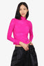 Balenciaga Hot Pink Floral Lace Mock Neck Top with Detachable Gloves Size 34