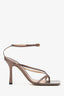 Bottega Veneta Brown Metallic Leather Stretch Strap Sandals Size 38 (As Is)