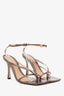 Bottega Veneta Brown Metallic Leather Stretch Strap Sandals Size 38 (As Is)
