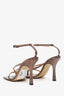 Bottega Veneta Brown Metallic Leather Stretch Strap Sandals Size 38 (As Is)
