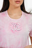 Pre-Loved Chanel™ 2008 Pink Tie Dye CC Logo T-Shirt Size 40