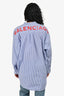 Balenciaga 2017 Blue/White Striped Logo Printed Button Up Shirt Size 38