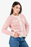 Maje Pink/White Trim Detailed Cardigan Size 2