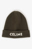 Celine Green Logo Embroidered Beanie