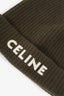 Celine Green Logo Embroidered Beanie