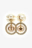 Christian Dior Gold Toned Faux Pearl Tribale Drop Earrings