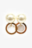 Christian Dior Gold Toned Faux Pearl Tribale Drop Earrings