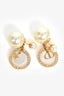 Christian Dior Gold Toned Faux Pearl Tribale Drop Earrings