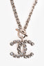 Pre-Loved Chanel™ 2017 Silver Toned Grey Crystal CC Toggle Necklace