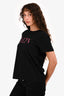 Valentino Black Cotton Pink Logo T-Shirt Size XS