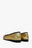 Pre-Loved Chanel™ Gold/Black Leather CC Cap Toe Ballet Flats Size 37.5