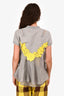 Sacai Grey/ Yellow Lace Cotton Nylon Sweatshirt Top Size 1