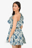 Rhode Blue/White Printed Cotton One Shoulder Belted Mini Dress Size XS