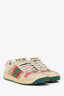 Gucci Beige/Pink Screener Distressed Sneakers Size 35