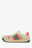Gucci Beige/Pink Screener Distressed Sneakers Size 35