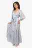 Ba&sh Blue Wariane Tiered Maxi Wrap Dress Size L