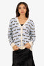 Miu Miu Blue/White Wool Logo Cardigan Size 36