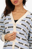 Miu Miu Blue/White Wool Logo Cardigan Size 36