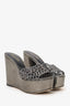 Sergio Rossi Grey Metallic Crystal Embellished Wedges Size 38